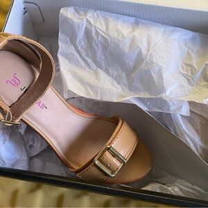 JustFab Tan Wedge Sandals